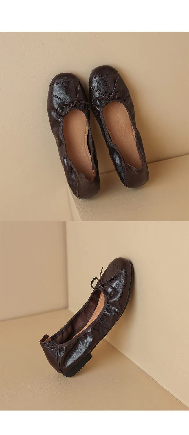 Early spring single shoes, super soft and comfortable sheepskin, two heel heights, French ballet flats with soft soles.