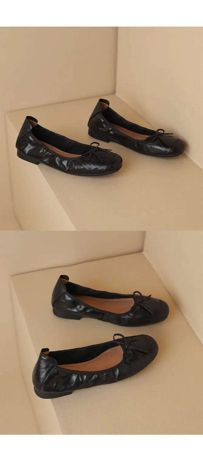 Early spring single shoes, super soft and comfortable sheepskin, two heel heights, French ballet flats with soft soles.