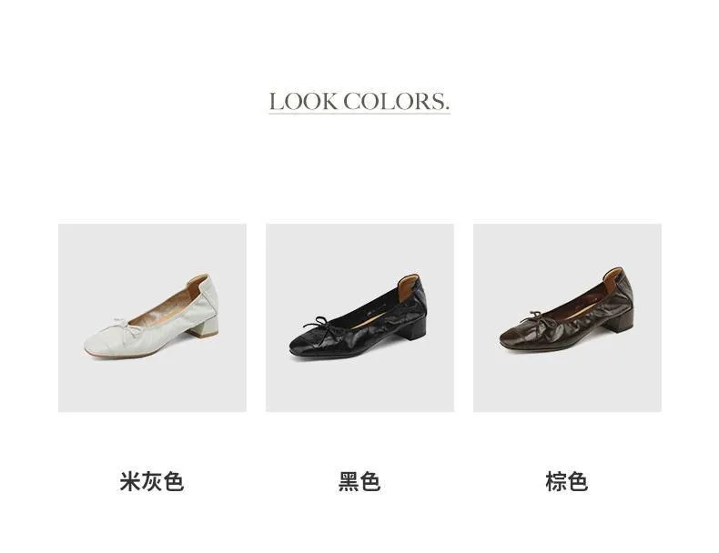Early spring single shoes, super soft and comfortable sheepskin, two heel heights, French ballet flats with soft soles.