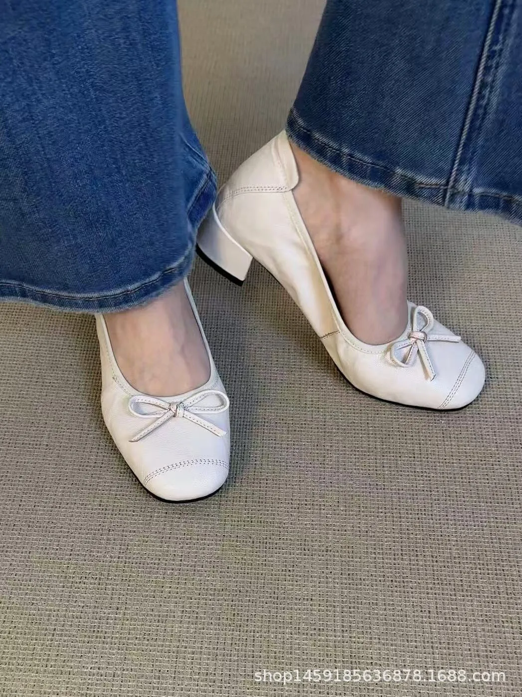 Early spring single shoes, super soft and comfortable sheepskin, two heel heights, French ballet flats with soft soles.
