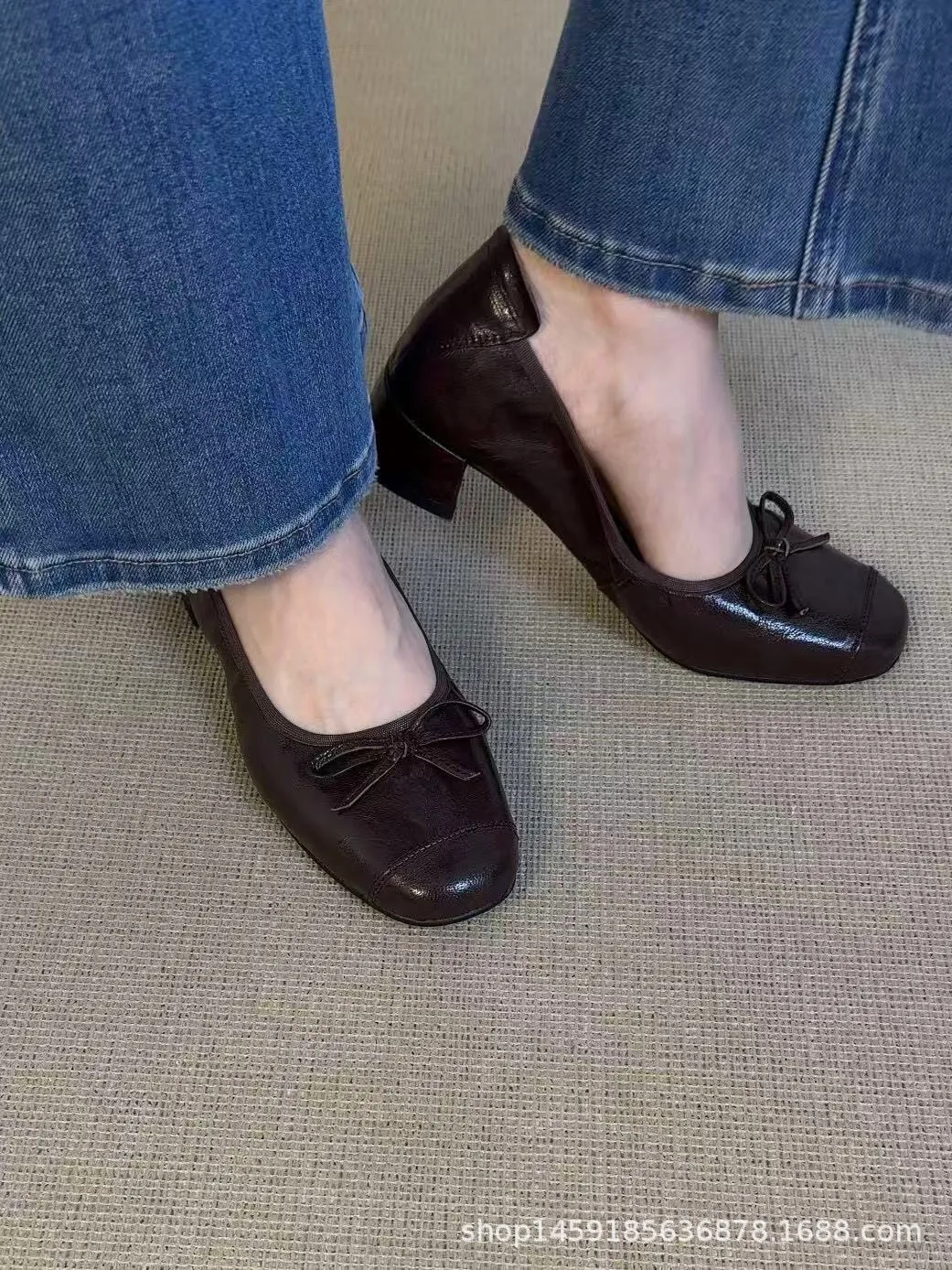 Early spring single shoes, super soft and comfortable sheepskin, two heel heights, French ballet flats with soft soles.