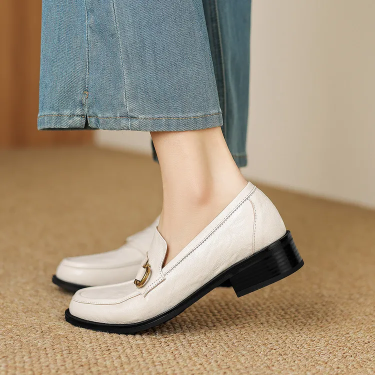 Early Spring Round Toe Deep Heel Chunky High Heel Women's Fashion Shoes 12-30a - White 34