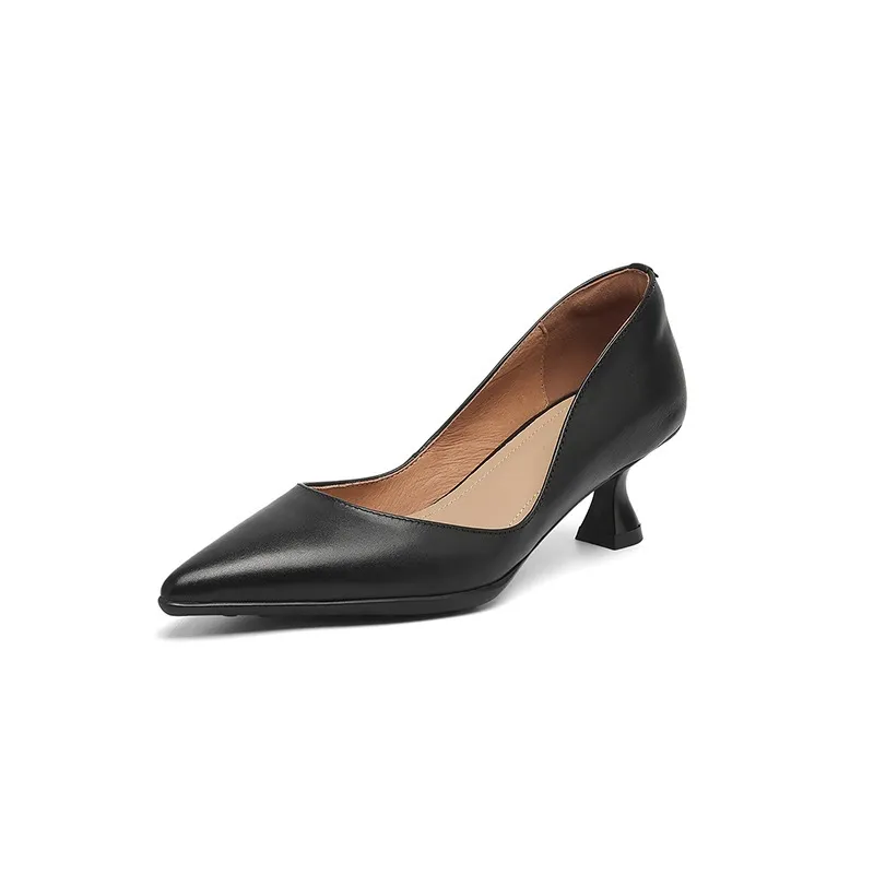 Early spring slip-on high heels, soft pointed toes, elegant and stylish women's shoes - Black 34