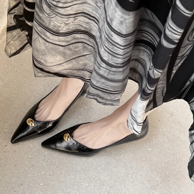 Fashionable 3-color early spring single shoes, pointed toe, low-cut, stiletto heel, high-heeled women's fashion shoes 3-3i - Black 34