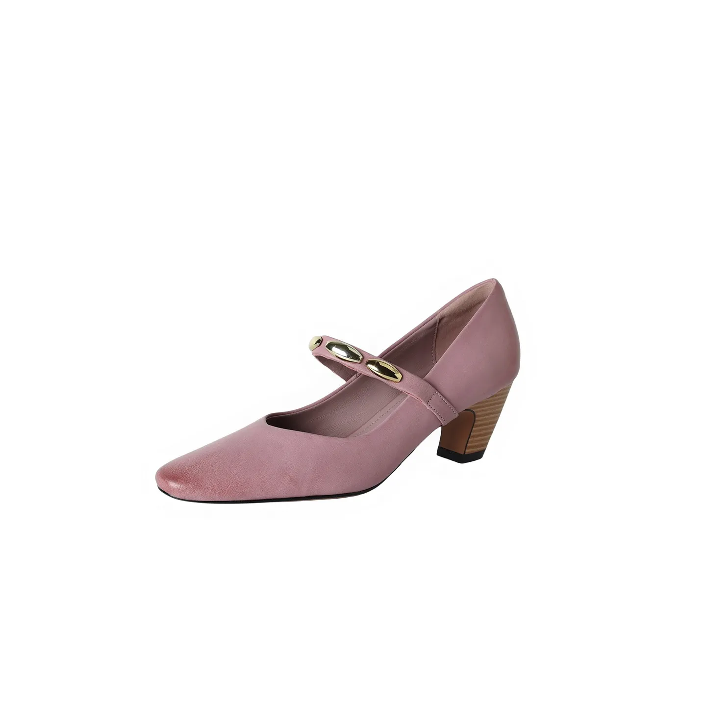 Autumn chunky heel square toe low-cut cowhide Mary Jane shoes with a retro one-strap design - Taro Purple 34