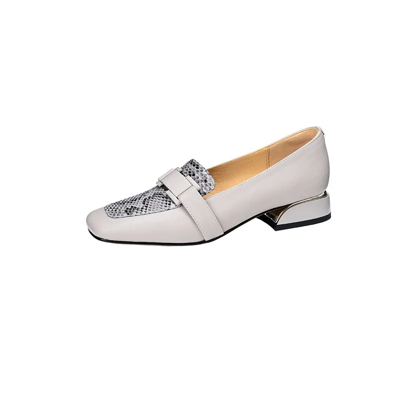 Autumn square-toe chunky heel high-heeled slip-on fashion shoes for women - Elephant Grey 34