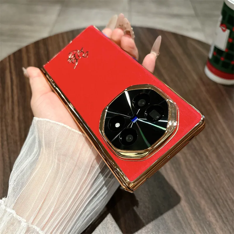 VIVO XFOLD5 phone case, xfold5 integrated case and screen protector, Year of the Horse, red hinge, drop-proof protective case.