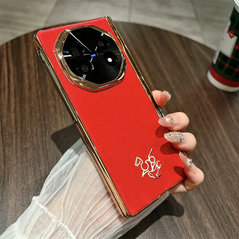 VIVO XFOLD5 phone case, xfold5 integrated case and screen protector, Year of the Horse, red hinge, drop-proof protective case.