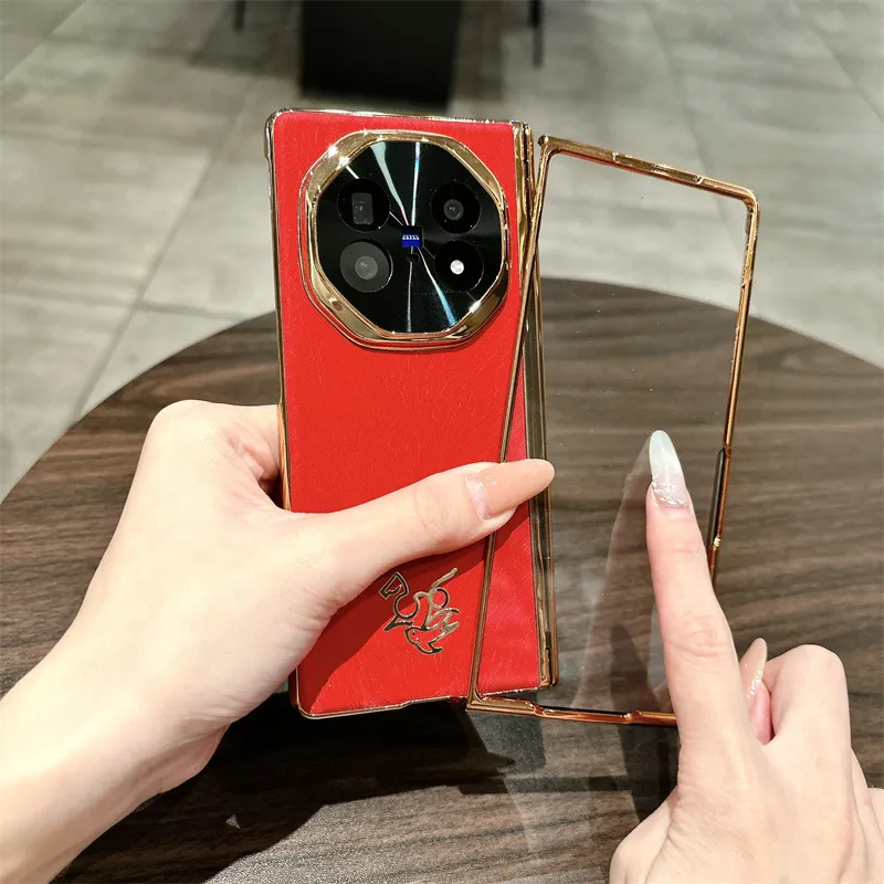 VIVO XFOLD5 phone case, xfold5 integrated case and screen protector, Year of the Horse, red hinge, drop-proof protective case.