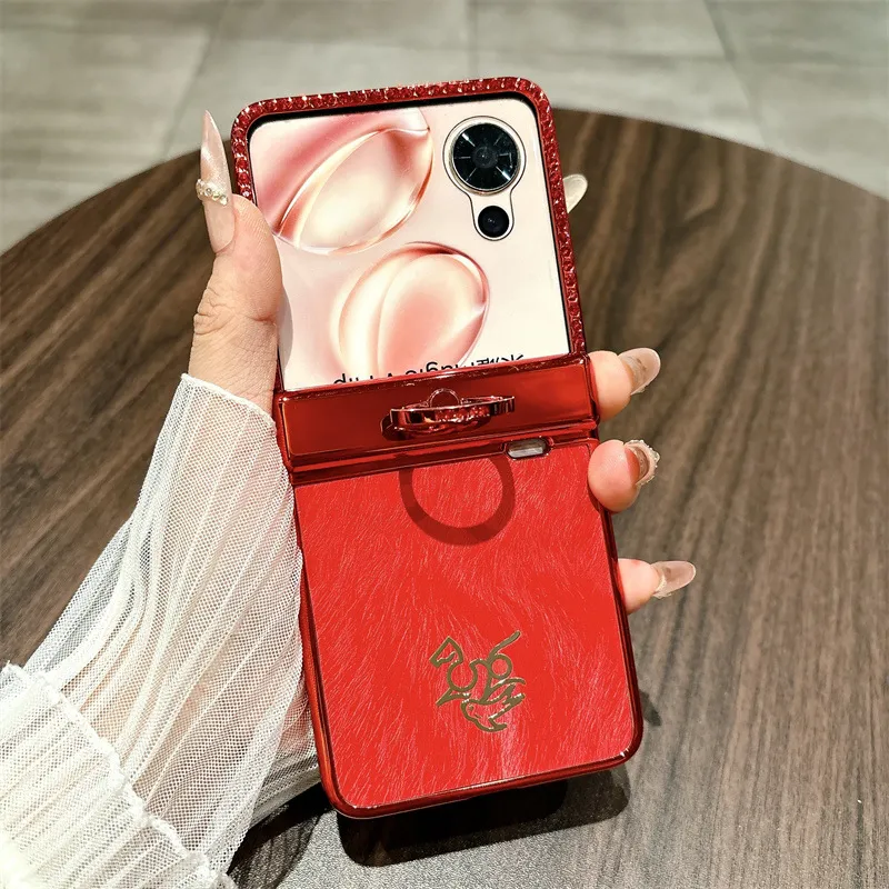 Suitable for Honor Magic V Flip2 phone case, foldable screen, luxury diamond-studded, Year of the Horse red anti-drop protective case