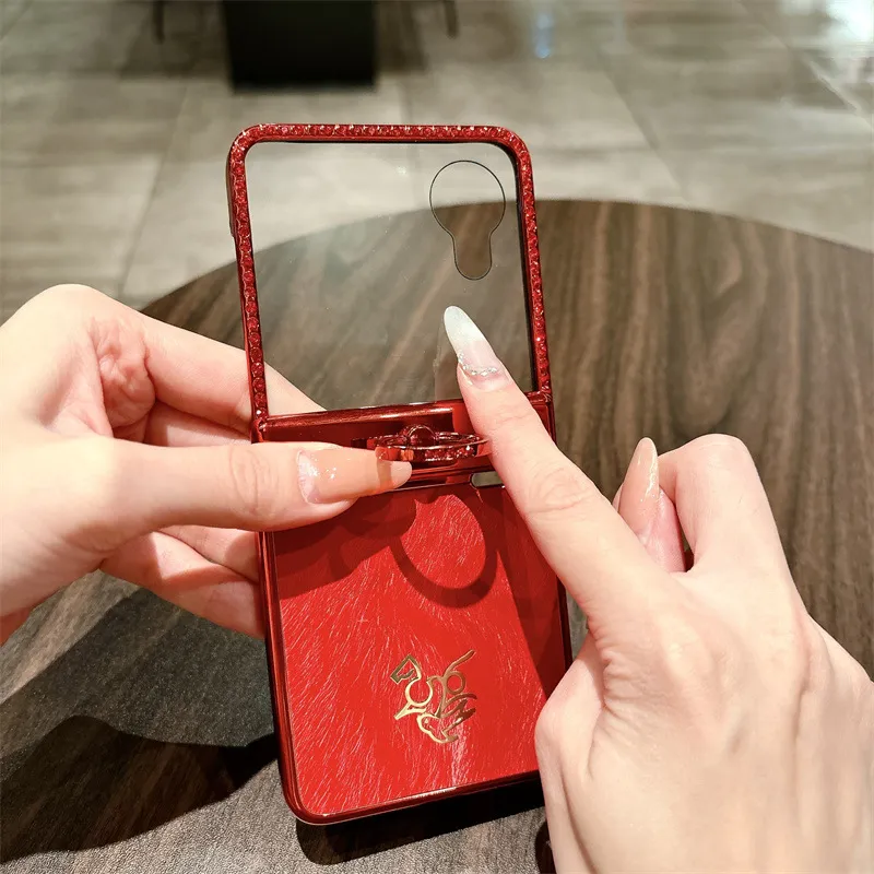 Suitable for Honor Magic V Flip2 phone case, foldable screen, luxury diamond-studded, Year of the Horse red anti-drop protective case