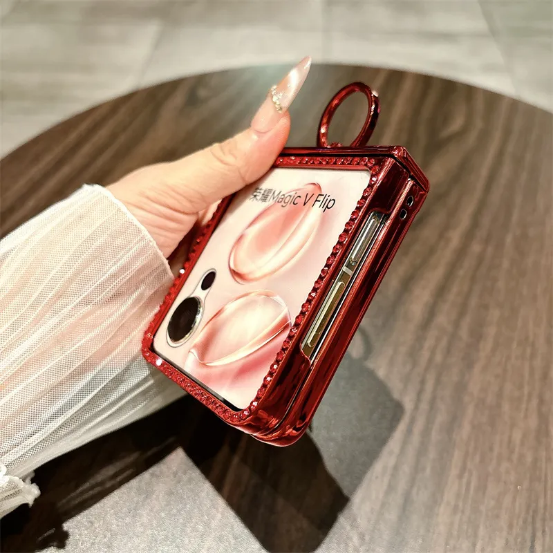 Suitable for Honor Magic V Flip2 phone case, foldable screen, luxury diamond-studded, Year of the Horse red anti-drop protective case