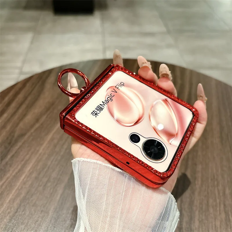 Suitable for Honor Magic V Flip2 phone case, foldable screen, luxury diamond-studded, Year of the Horse red anti-drop protective case