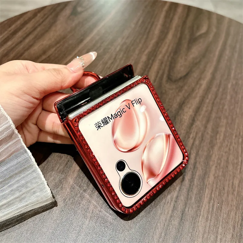Suitable for Honor Magic V Flip2 phone case, foldable screen, luxury diamond-studded, Year of the Horse red anti-drop protective case