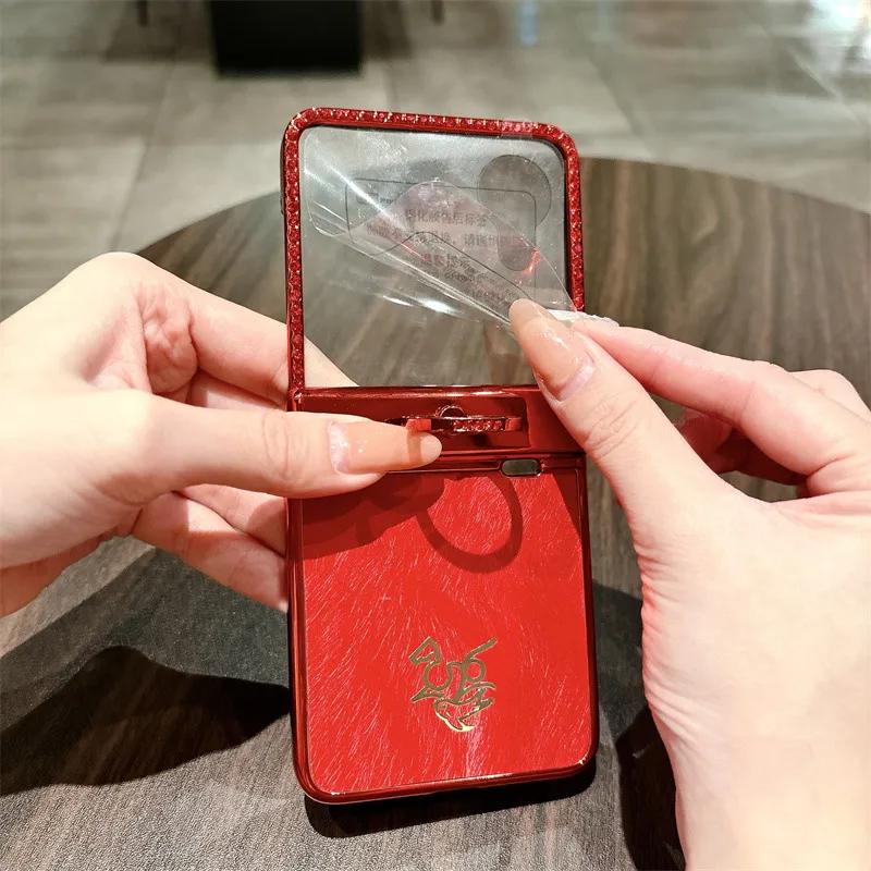 Suitable for Honor Magic V Flip2 phone case, foldable screen, luxury diamond-studded, Year of the Horse red anti-drop protective case