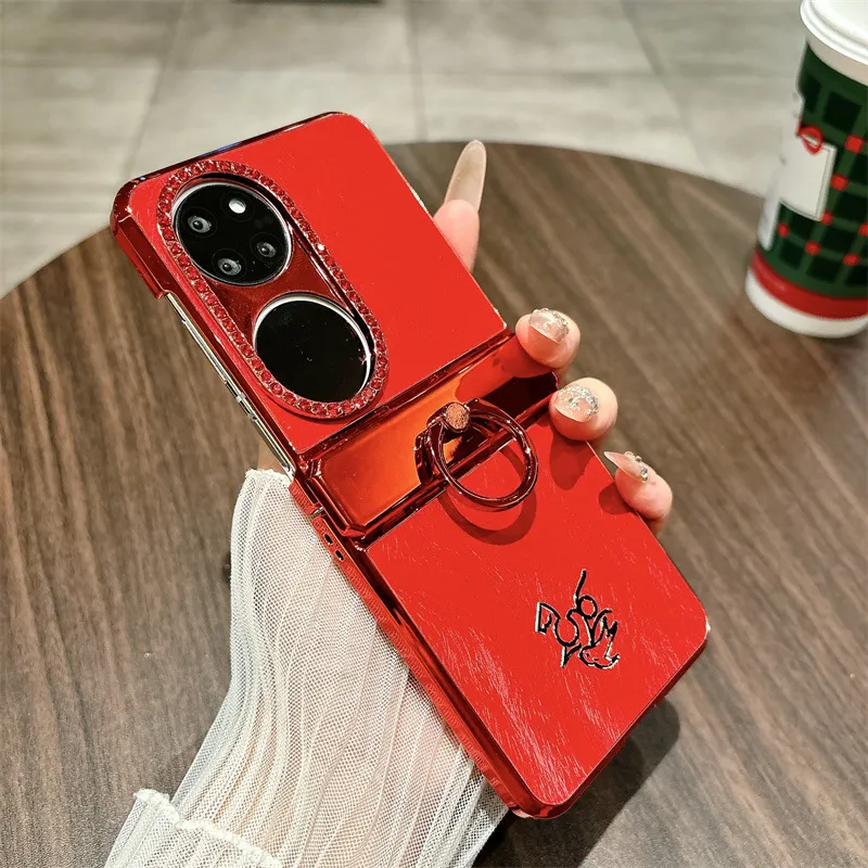 Huawei Pocket 2 phone case, P50 foldable screen protective leather case, ring case, New Year case, hinge full coverage, drop protection.