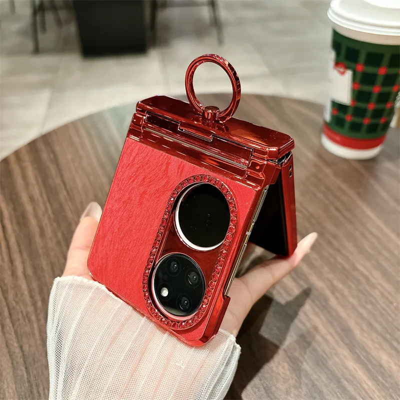 Huawei Pocket 2 phone case, P50 foldable screen protective leather case, ring case, New Year case, hinge full coverage, drop protection.
