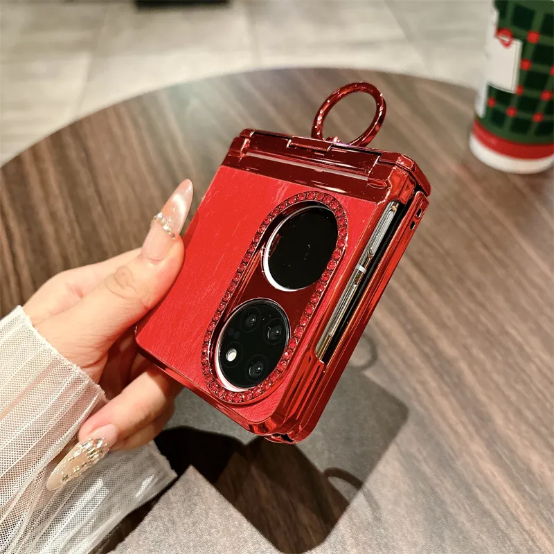 Huawei Pocket 2 phone case, P50 foldable screen protective leather case, ring case, New Year case, hinge full coverage, drop protection.