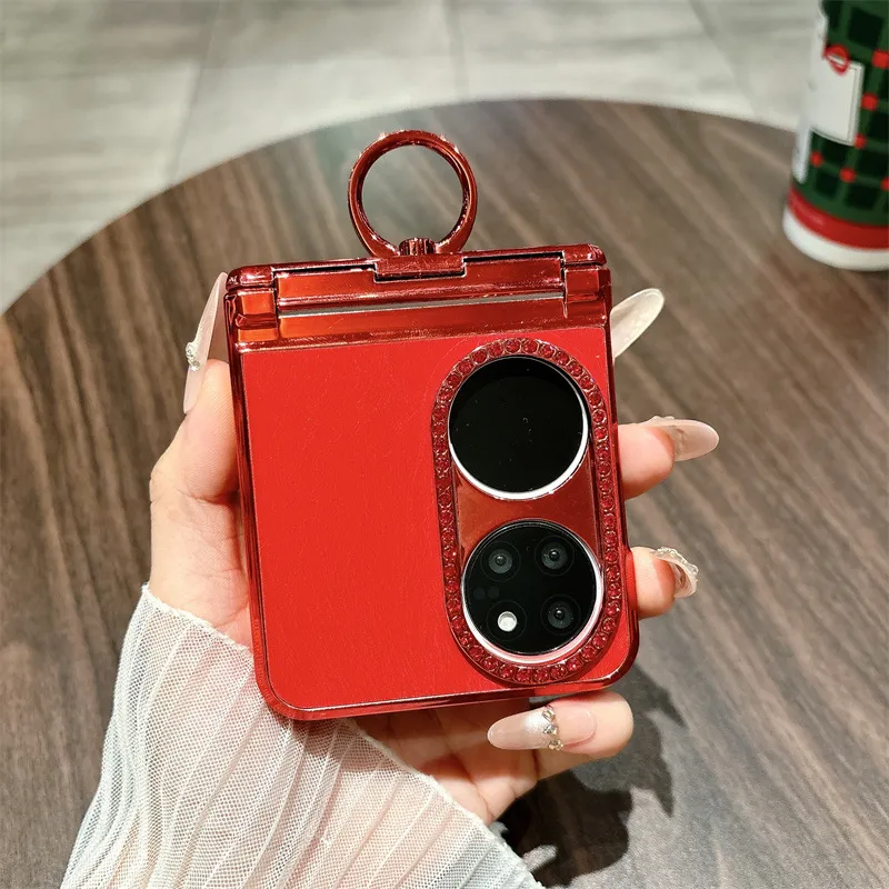 Huawei Pocket 2 phone case, P50 foldable screen protective leather case, ring case, New Year case, hinge full coverage, drop protection.