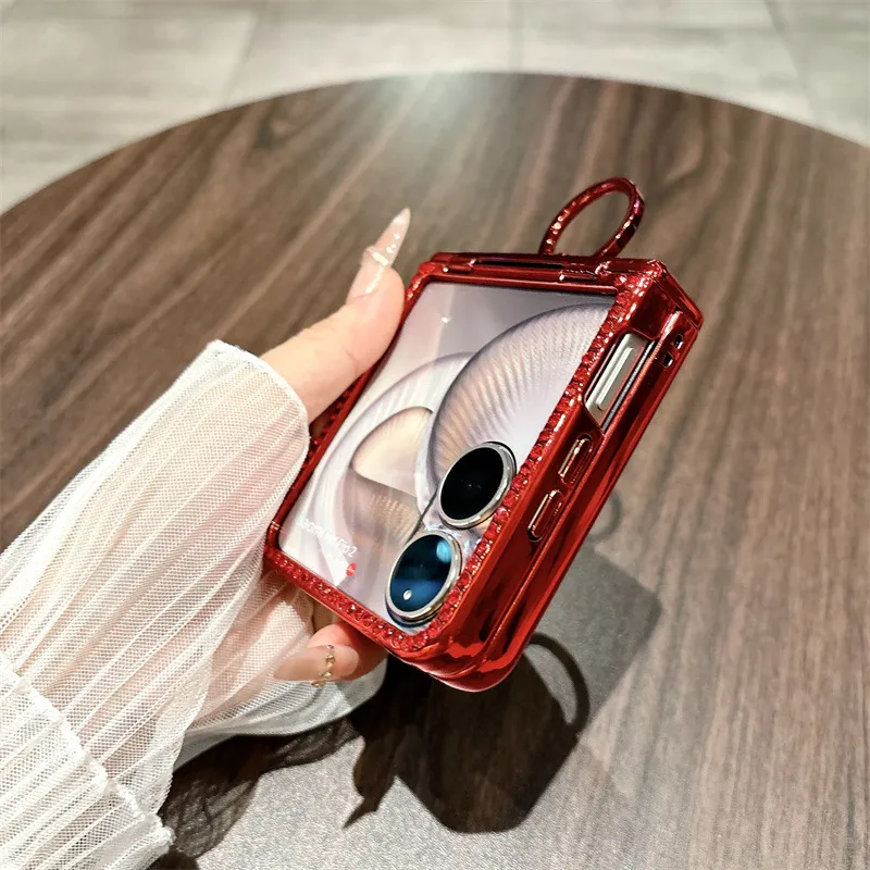 Compatible with Xiaomi MIX Flip2 phone case, red with Year of the Horse design, full-coverage hinge for drop protection.