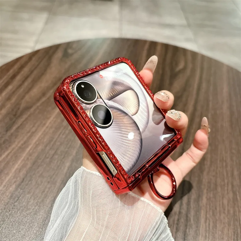 Compatible with Xiaomi MIX Flip2 phone case, red with Year of the Horse design, full-coverage hinge for drop protection.