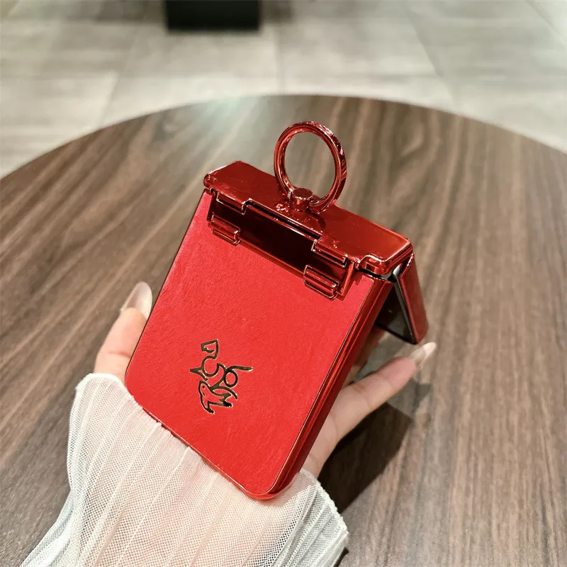 Compatible with Xiaomi MIX Flip2 phone case, red with Year of the Horse design, full-coverage hinge for drop protection.