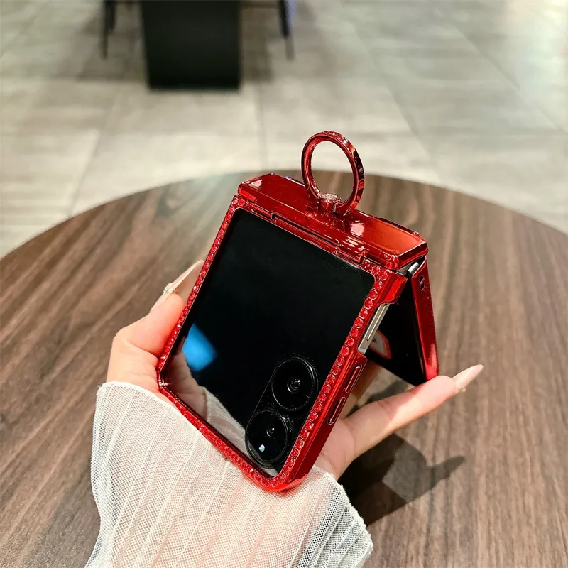 Compatible with Xiaomi MIX Flip2 phone case, red with Year of the Horse design, full-coverage hinge for drop protection.