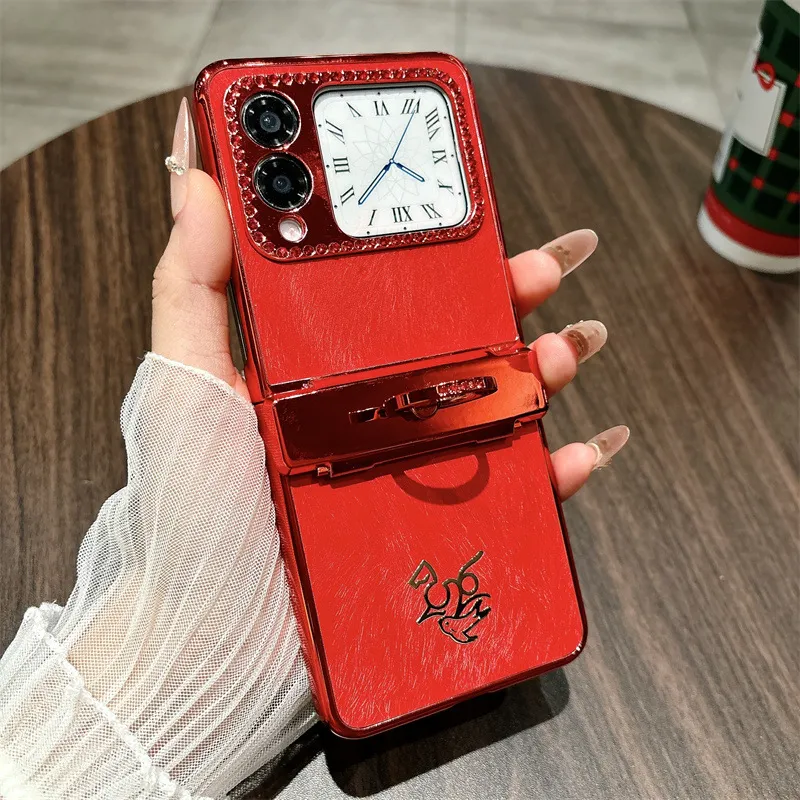 Compatible Huawei Nova Flip phone case, Nova Flip foldable screen, Year of the Horse, red hinge, full-coverage shockproof case.