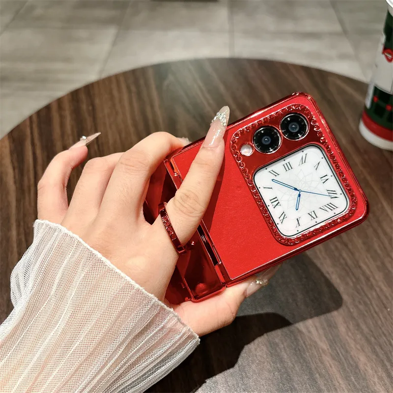 Compatible Huawei Nova Flip phone case, Nova Flip foldable screen, Year of the Horse, red hinge, full-coverage shockproof case.