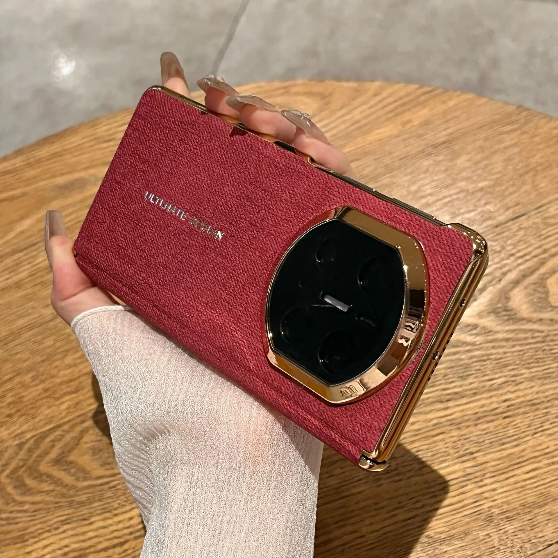 Compatible with Huawei Mate X7 phone case, instantly transforms Mate X6 into X7 vegan leather denim texture electroplated hinge drop-proof protective case.