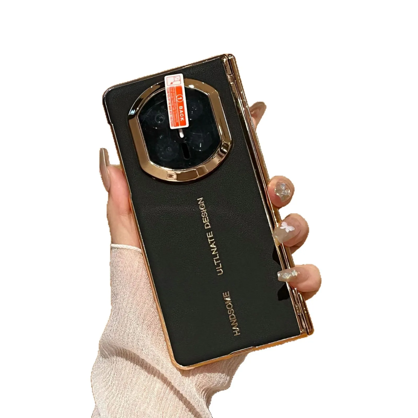 Compatible with Huawei Mate X7 phone case, vegan leather solid color case, integrated hinge, drop-proof protective case.