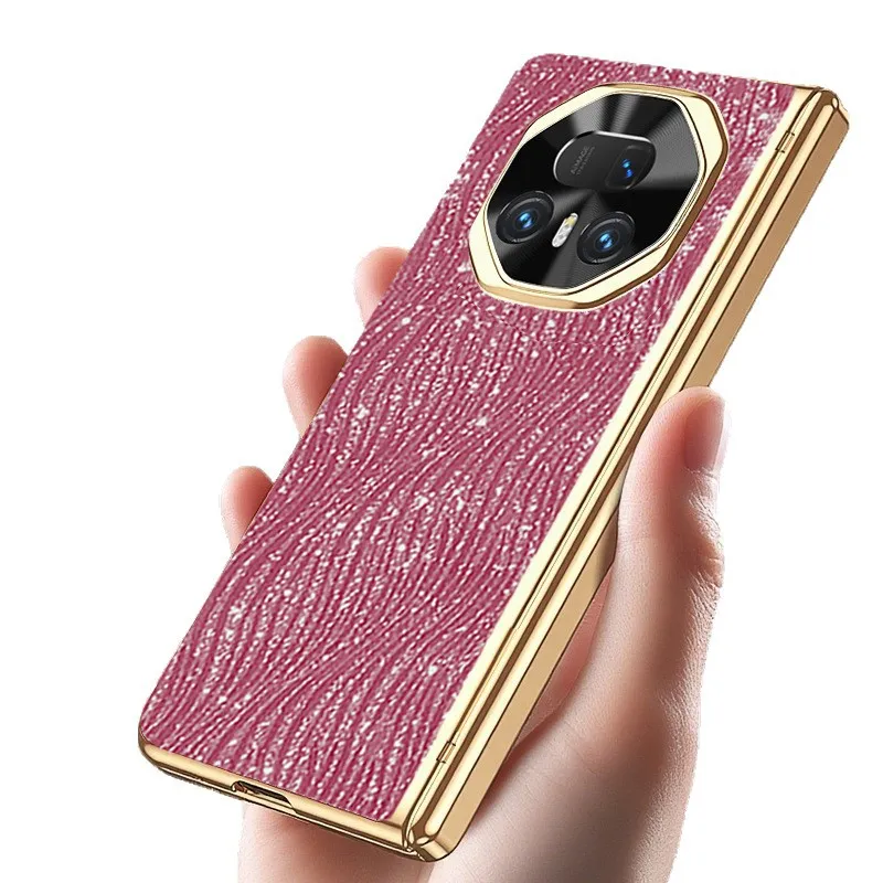 Honor MagicV5 Phone Case, Vegan Leather with Glitter Electroplating, Full Coverage, Hinge, Drop Protection, Suitable for Honor MagicV5 Phones