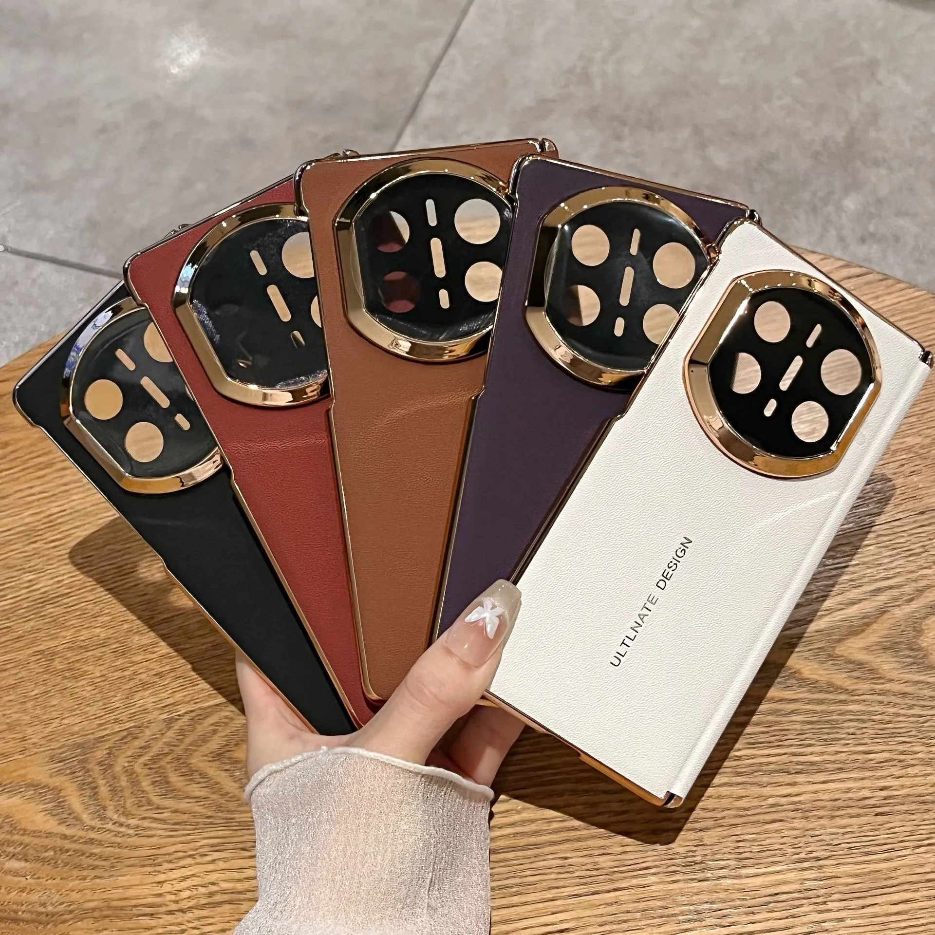 Compatible with Huawei Mate X7 phone case, instantly transforms Mate X6 into X7 vegan leather-feel electroplated hinge drop-proof protective case.