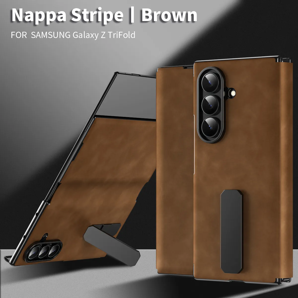 Compatible with Samsung ZTriFold phone case, ZTRIFOLD tri-fold rotating stand magnetic leather case.