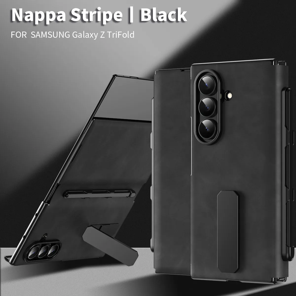 Compatible with Samsung ZTriFold phone case, ZTRIFOLD tri-fold rotating stand magnetic leather case.