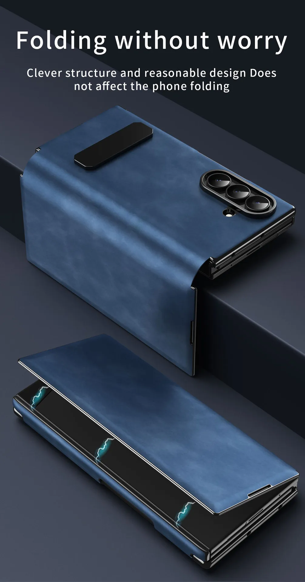 Compatible with Samsung ZTriFold phone case, ZTRIFOLD tri-fold rotating stand magnetic leather case.
