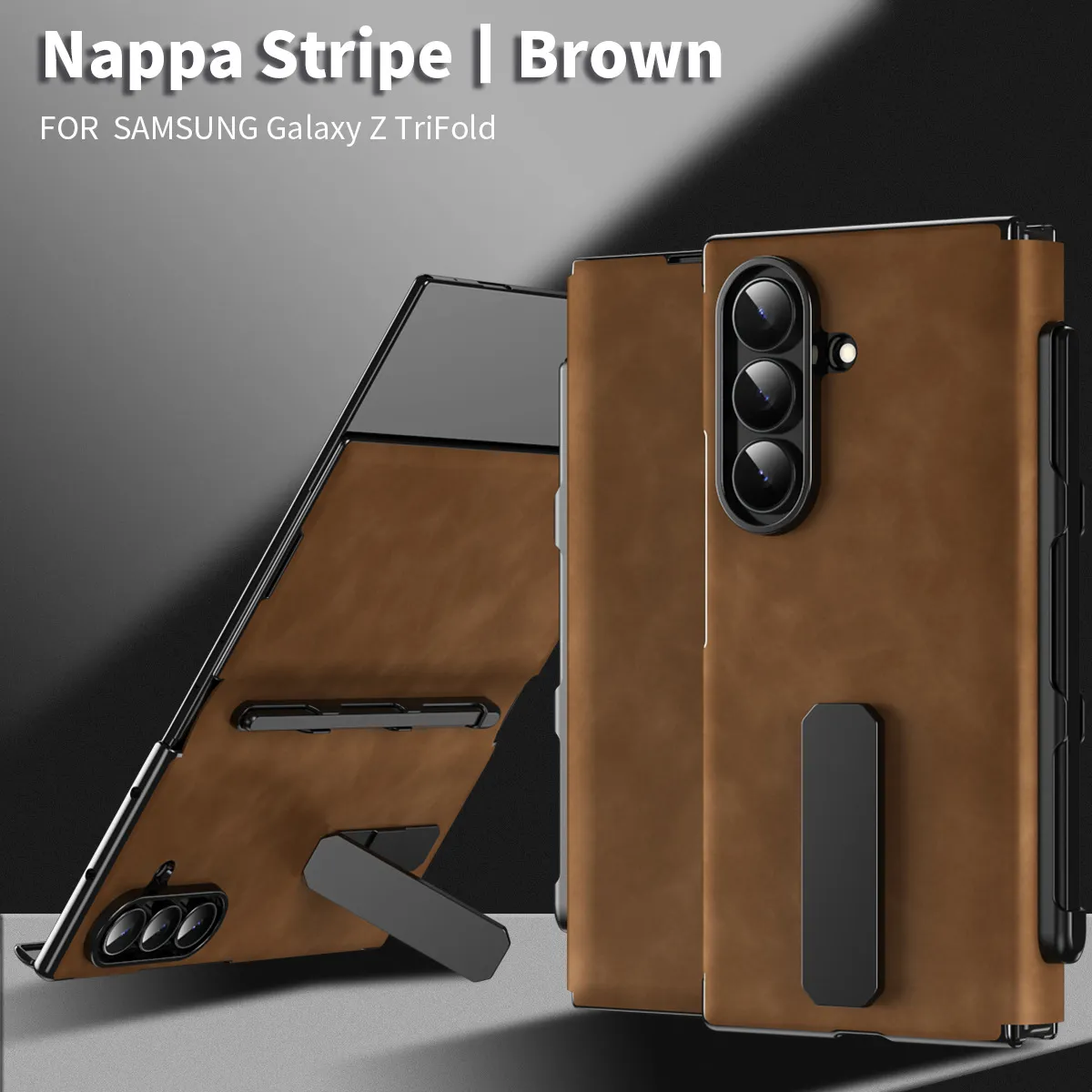 Compatible with Samsung ZTriFold phone case, ZTRIFOLD tri-fold rotating stand magnetic leather case.