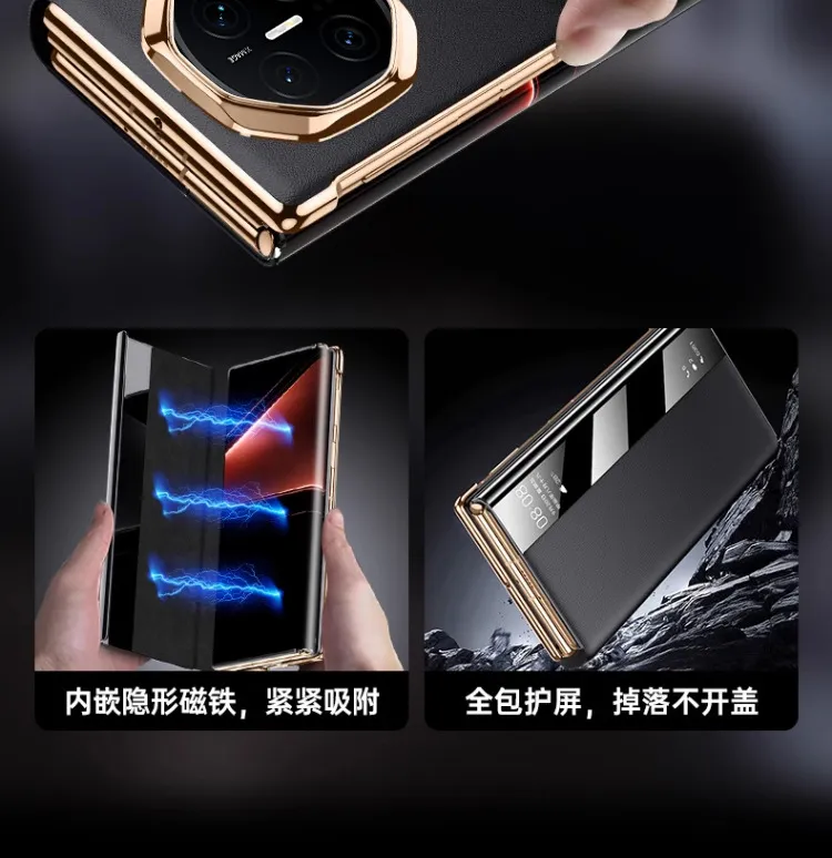 Compatible with Huawei MATE X5 phone case, foldable and instantly transforms into an X5 smart leather case with window, drop-proof protective case.