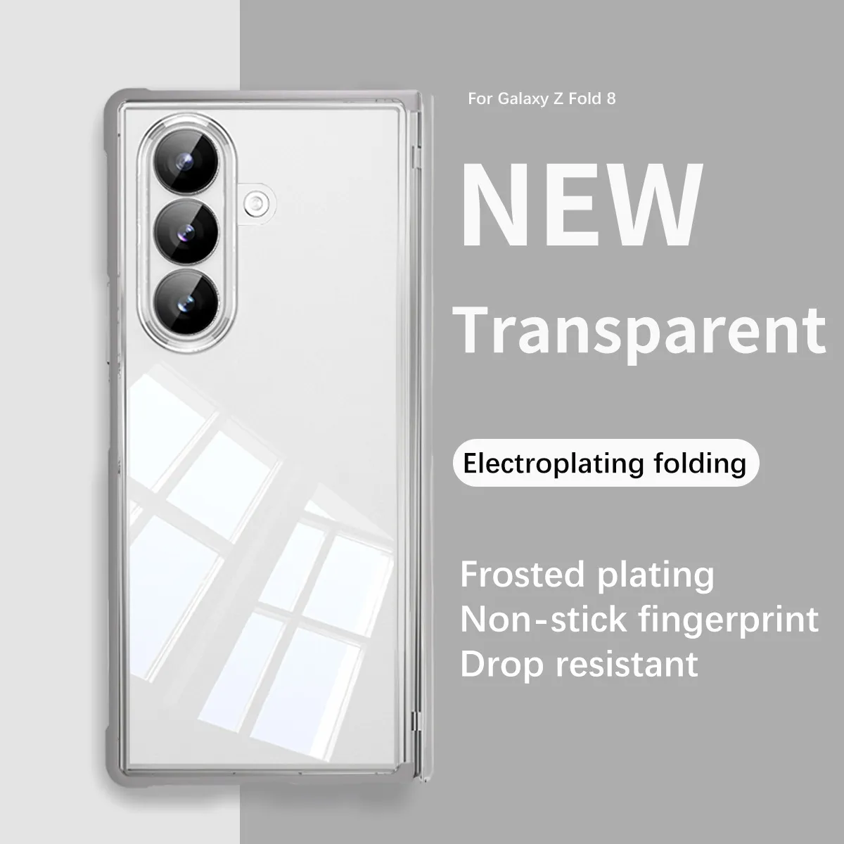Compatible with Samsung Zfold8 Ultra phone case, solid color electroplated transparent TPU full-coverage drop protection.