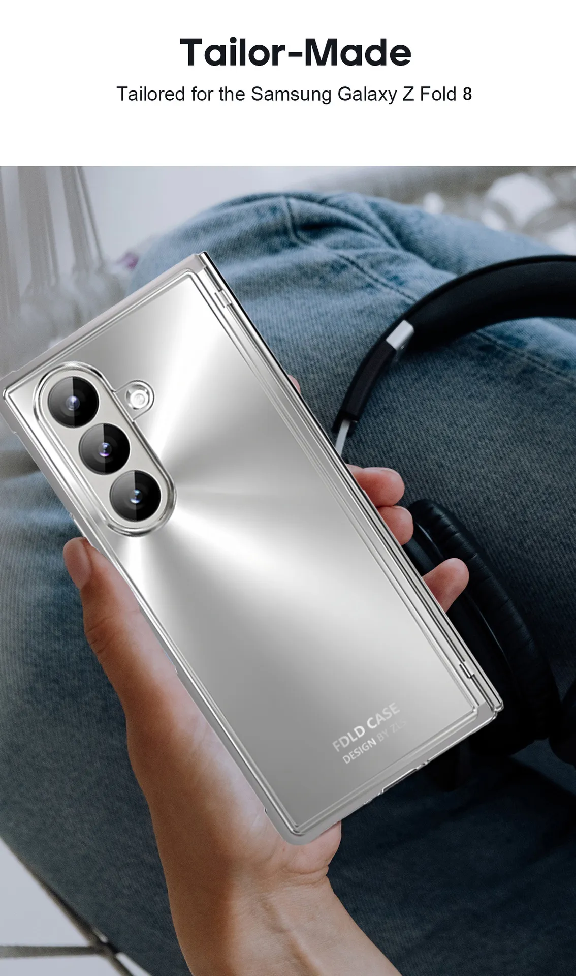 Compatible with Samsung Zfold8 Ultra phone case, solid color electroplated transparent TPU full-coverage drop protection.