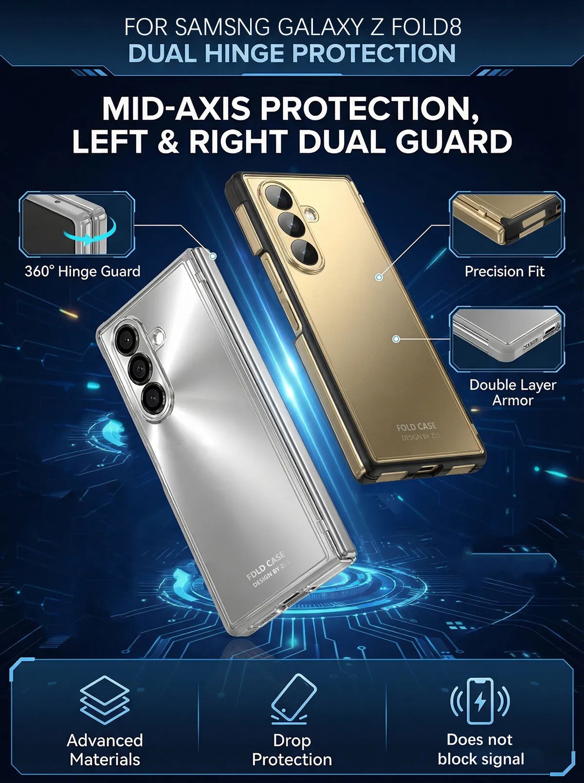 Compatible with Samsung Zfold8 Ultra phone case, solid color electroplated transparent TPU full-coverage drop protection.