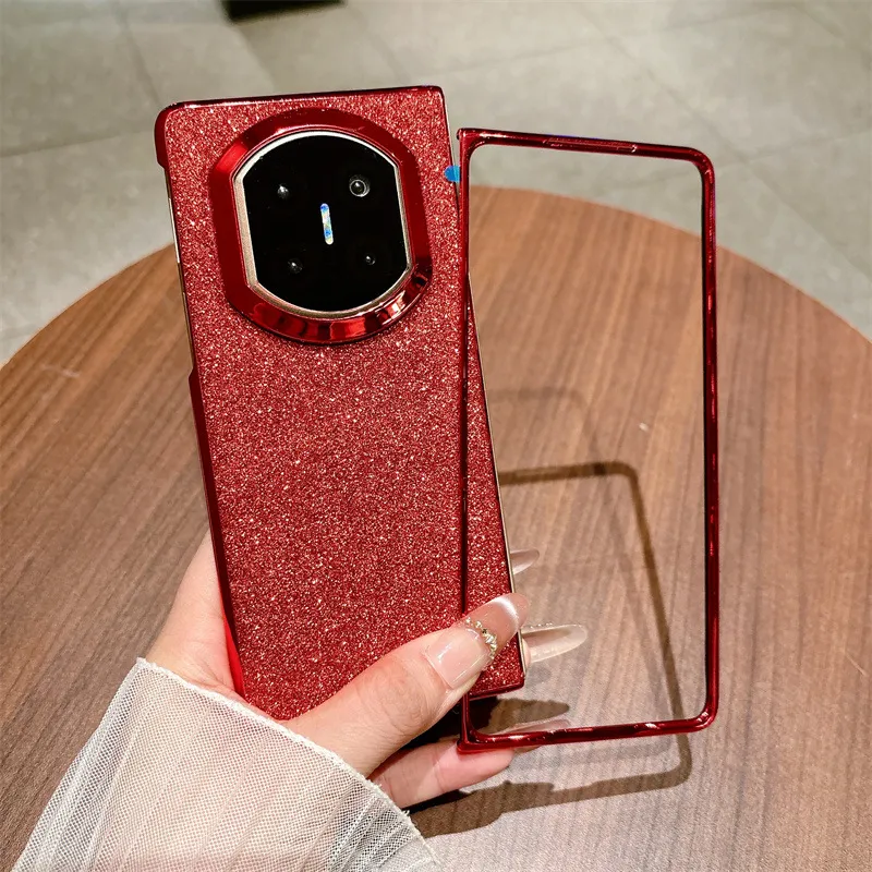 Compatible with Huawei MATE X7 and Mate X6 rotating ring foldable screen, Year of the Horse red glitter protective case.