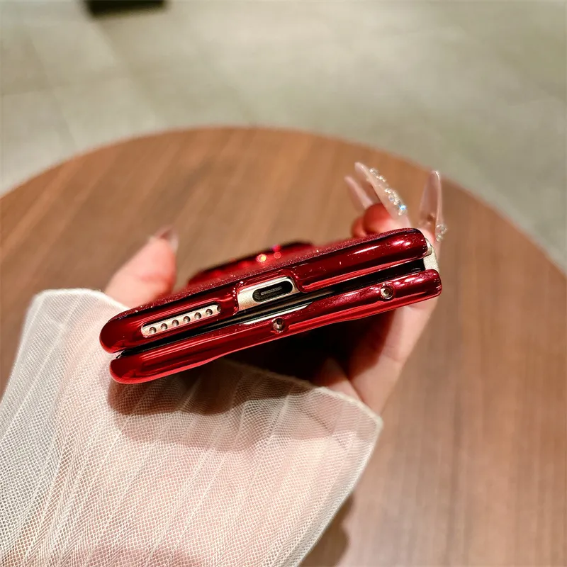 Compatible with Huawei MATE X7 and Mate X6 rotating ring foldable screen, Year of the Horse red glitter protective case.