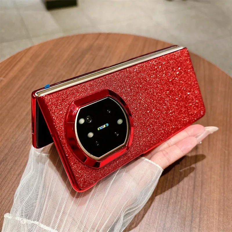 Compatible with Huawei MATE X7 and Mate X6 rotating ring foldable screen, Year of the Horse red glitter protective case.