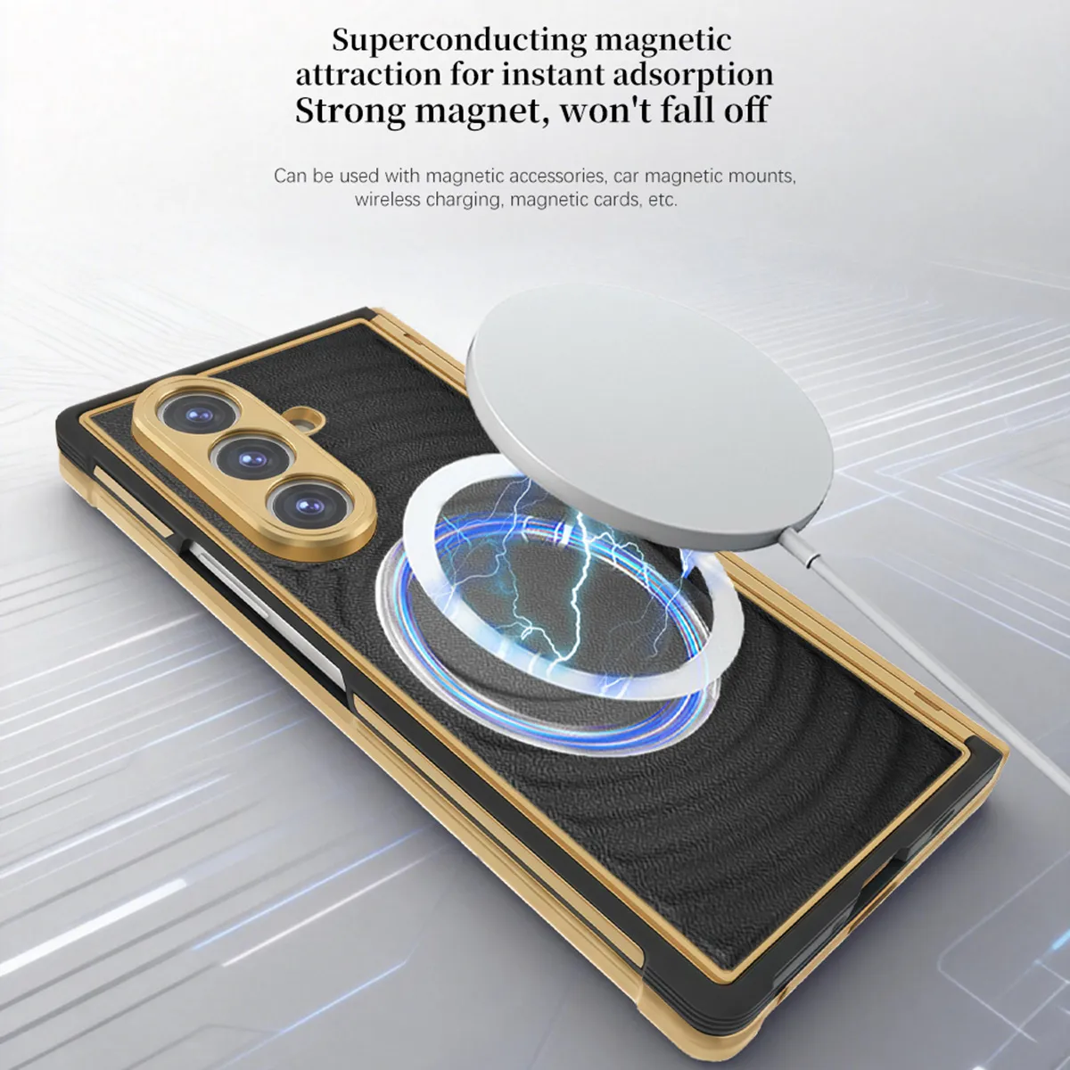 Compatible with Samsung Z Fold 8 Ultra phone case, electroplated magnetic TPU full-coverage shockproof case.