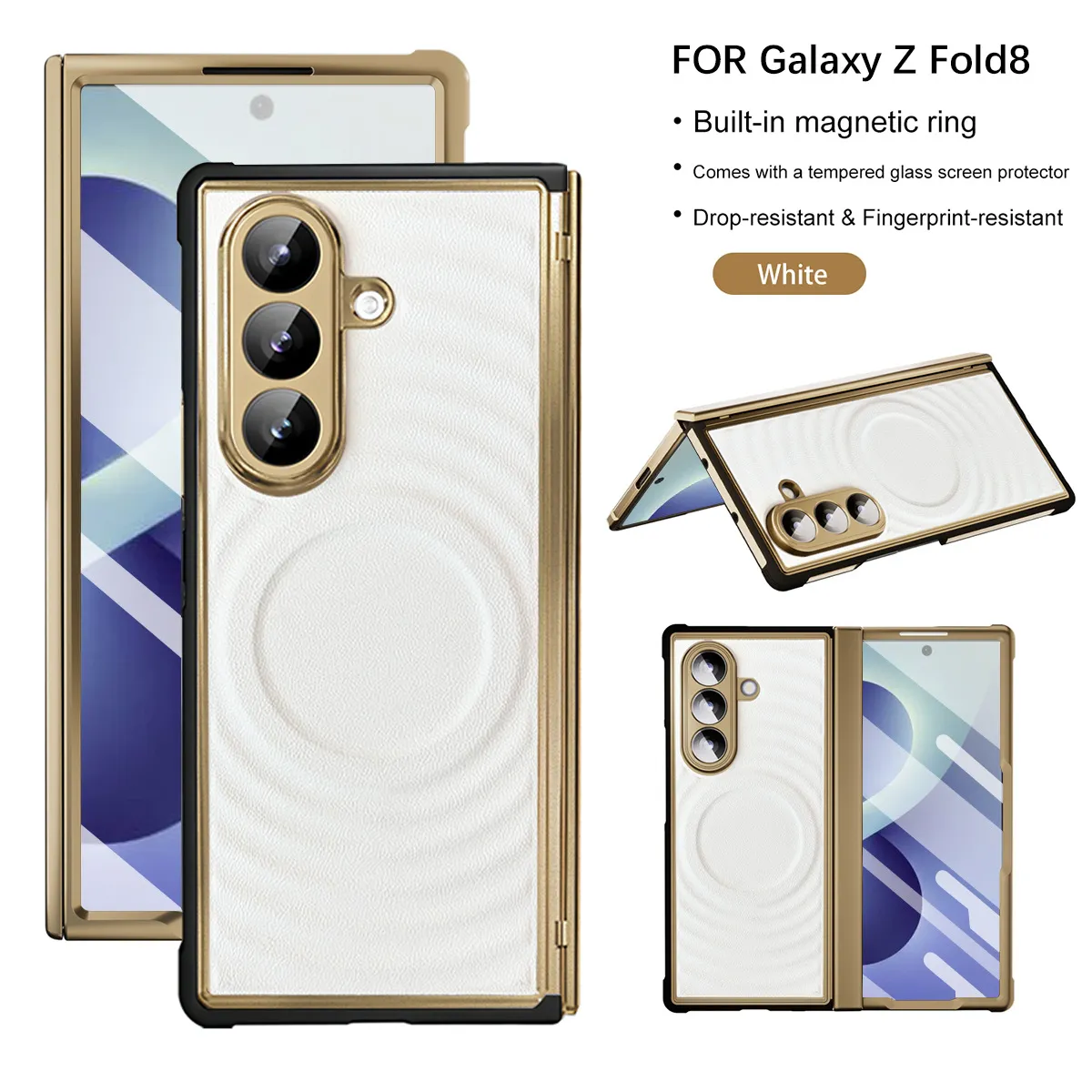 Compatible with Samsung Z Fold 8 Ultra phone case, electroplated magnetic TPU full-coverage shockproof case.