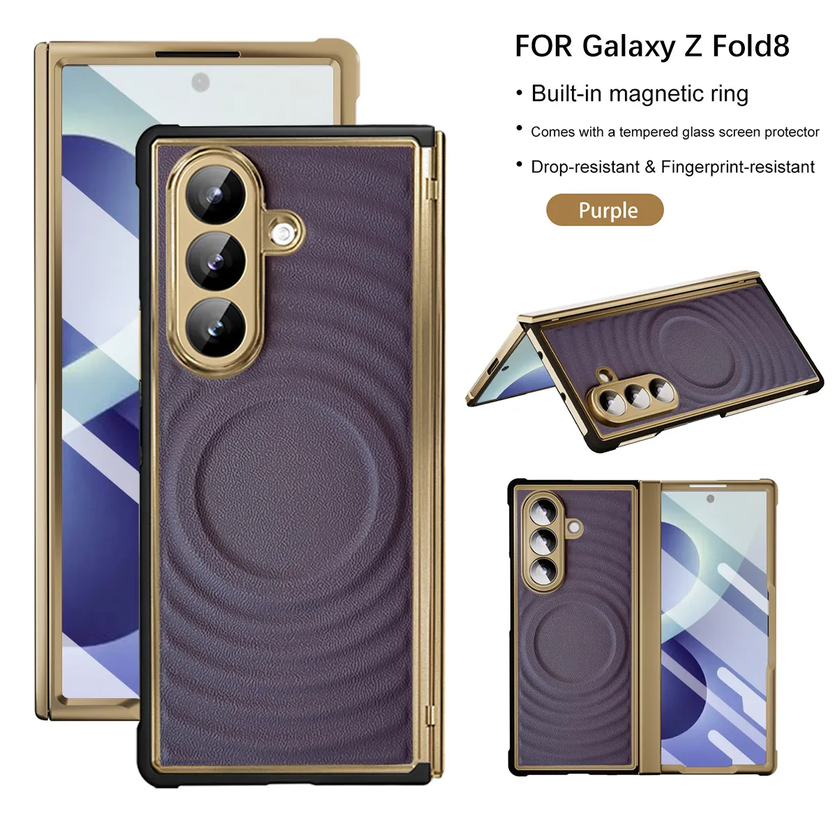 Compatible with Samsung Z Fold 8 Ultra phone case, electroplated magnetic TPU full-coverage shockproof case.