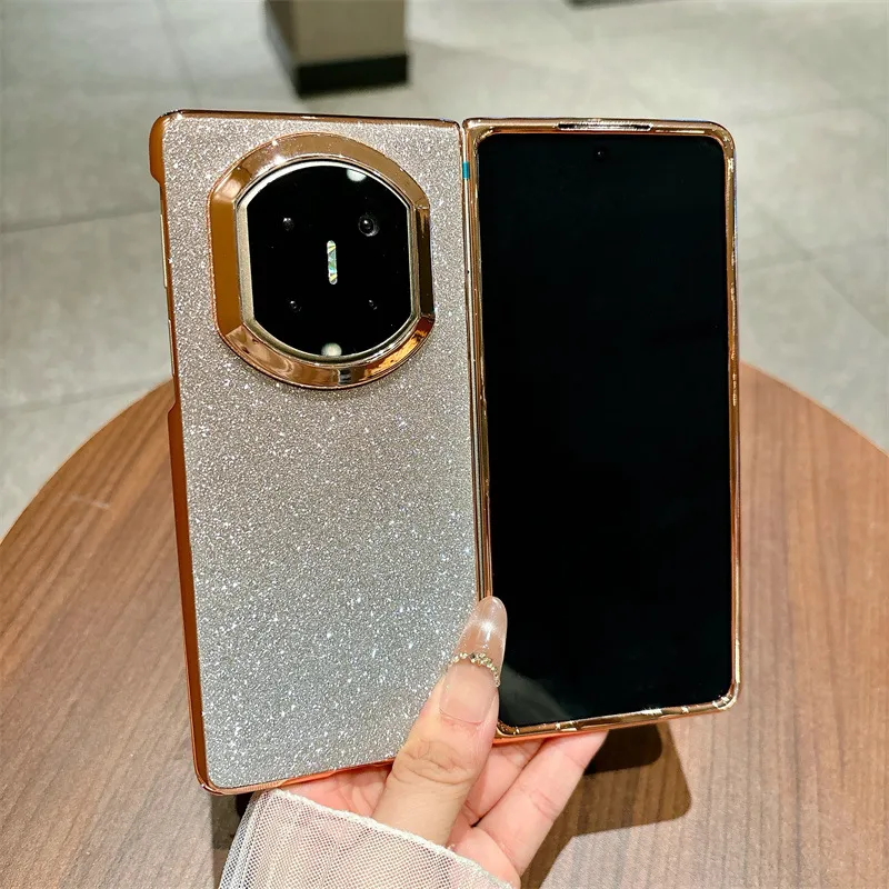 Compatible with Huawei MATE X7 and Mate X6 foldable screen, crystal glitter electroplated fashionable vegan leather drop-proof protective case