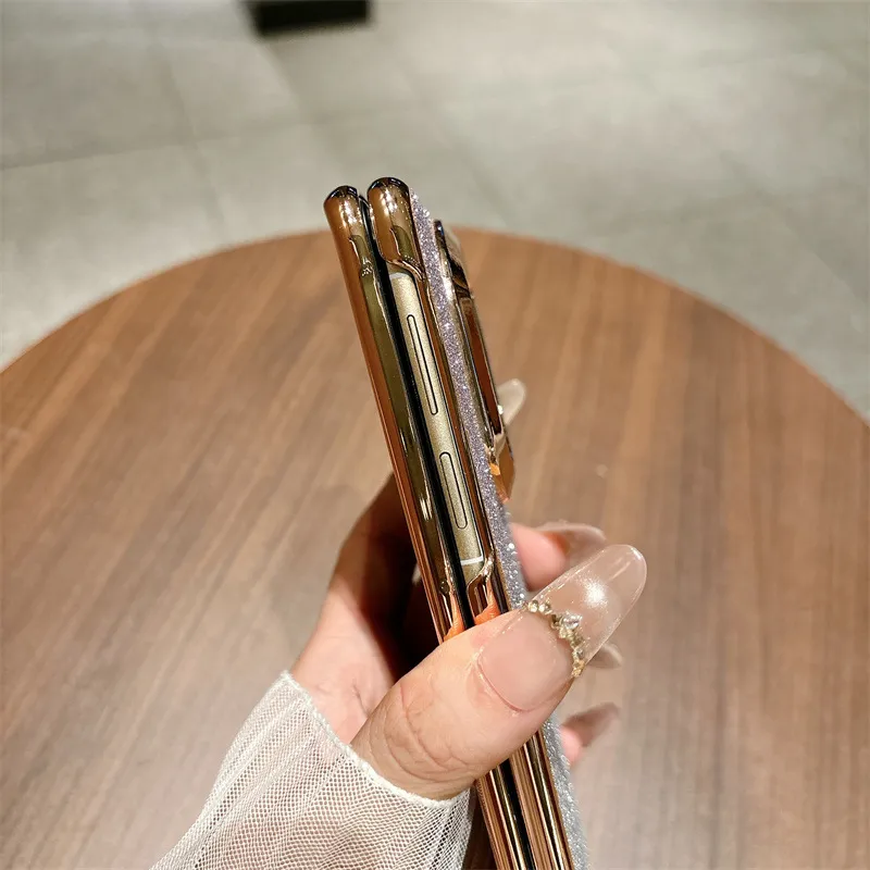Compatible with Huawei MATE X7 and Mate X6 foldable screen, crystal glitter electroplated fashionable vegan leather drop-proof protective case