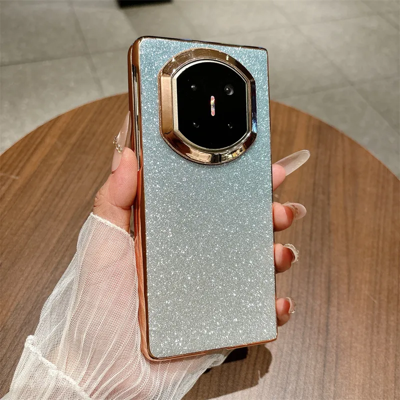 Compatible with Huawei MATE X7 and Mate X6 foldable screen, crystal glitter electroplated fashionable vegan leather drop-proof protective case